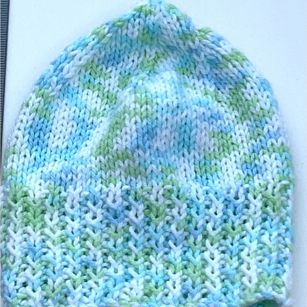 Kids' Baby HandKnit Beanie in Blue and Green